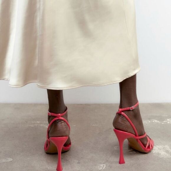 NWT ZARA Women’s Hot Pink High Heeled Strap Sandals size (41) US 10 - Picture 7 of 16